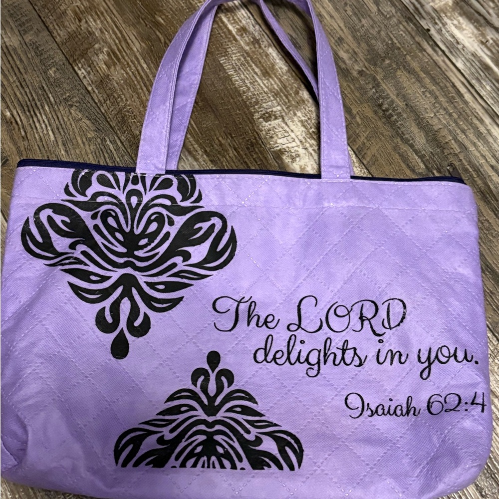 Purple Tote Bag with Inspirational Quote